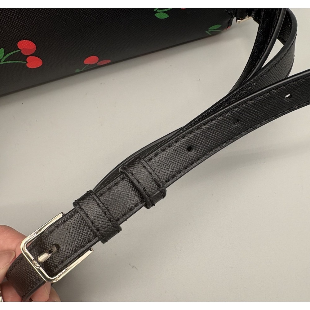Kate Spade New York Black Red Cherries Womens Purse Bag with Straps Faux Leather - Picture 3 of 11